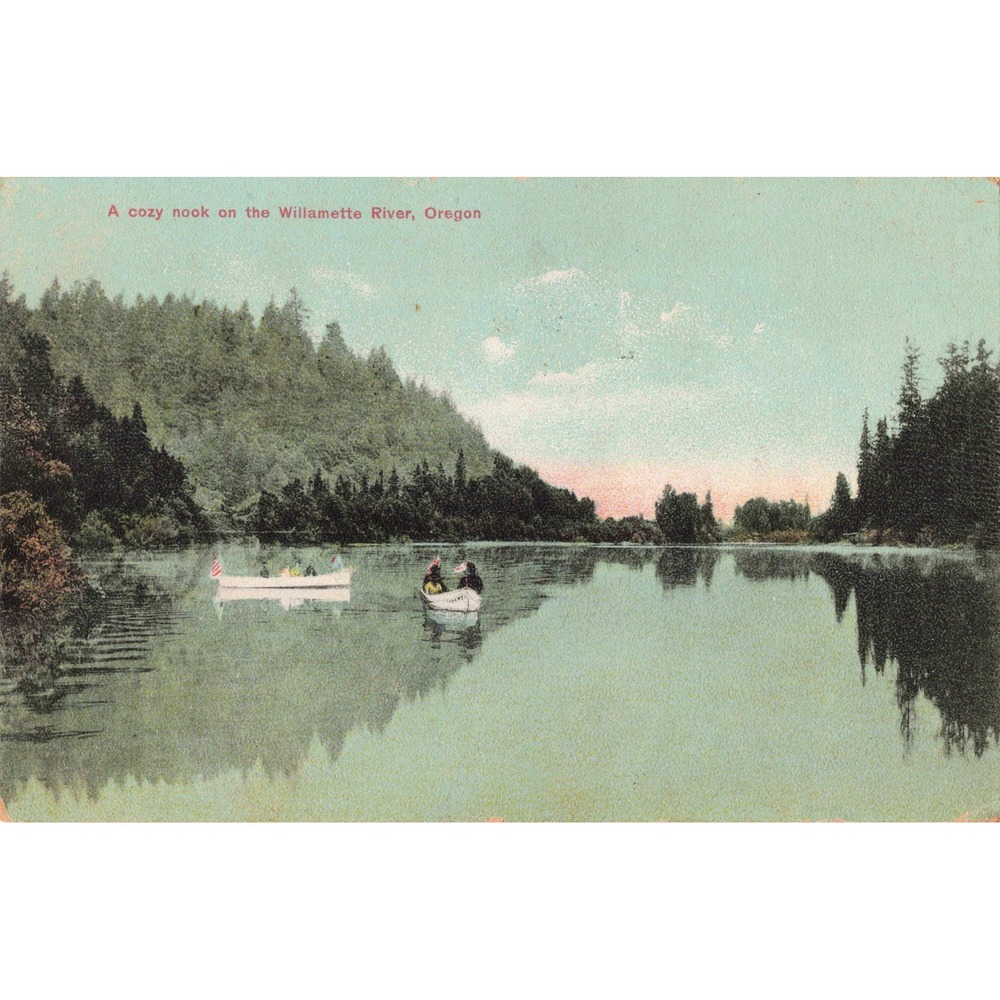 Willamette River Oregon OR Postcard 1909 Cozy Nook Rowboats Boating PCK Series